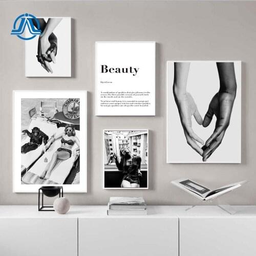 Fashion Poster Woman And Monkey Canvas Painting Hold Hands Wall Art Print Beauty Quote Modern Picture For Living Room Decoration