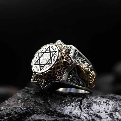 MEN 'S RING SOLOMON SEAL OTTOMAN NOSTALJİ 925 STERLING SILVER SPECIAL ACCESSORIES JEWELRY FİGÜR