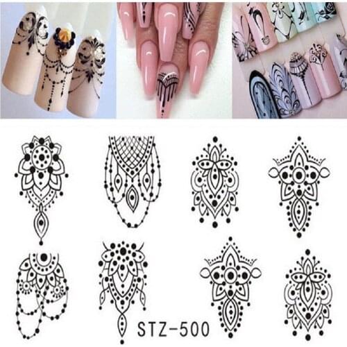 3 Sheets Nail Stickers Set Jewelry Neck lace Water Geometric Sexy Girl Nail Art Water Transfer Decals Tattoos Sliders Manicure