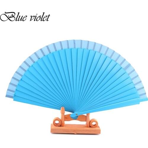 Sky Blue Spanish Dance Performance Wooden Fans Old-Fashioned Wedding Clothing Accessories Folding Fan For Hand-Painted 47