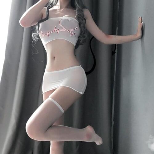 Lolita Lingerie Sexy Underwear Hot Erotic Night Dress Set Sexy Costumes White Nightgown Tight Babydolls Chemises Women Clothing