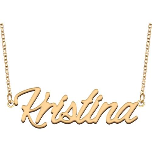 Kristina Name Necklace for Women Stainless Steel Jewelry 18k Gold Plated Nameplate Pendant Femme Mother Girlfriend Gift