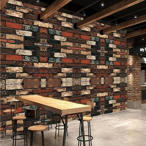 Custom 3d mural 3D retro fashion antique nostalgia brick wall restaurant bar artifact background wallpaper mural