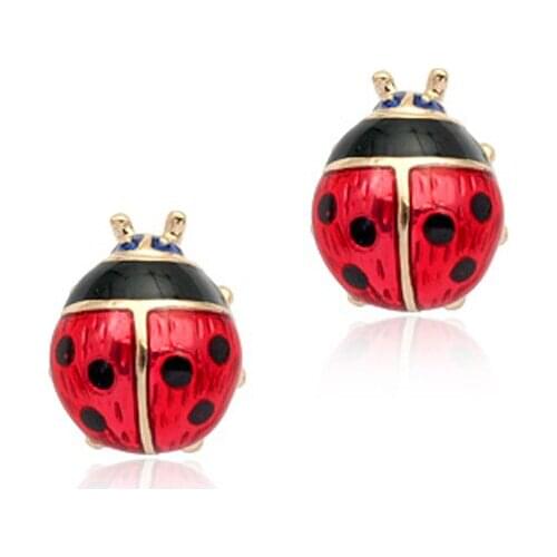 MOONROCY Imitation Pearl Earrings Rose Gold Color Rigant Vintage Red Insect Jewelry Whosale Dropshipping Gift for Women Girls