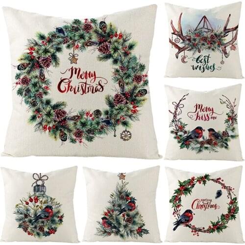 Nordic Christmas Wreath Cushion Cover 45*45 Christmas Decorations for Home Decor Pillow Covers Decorative Pillowcase for Pillow