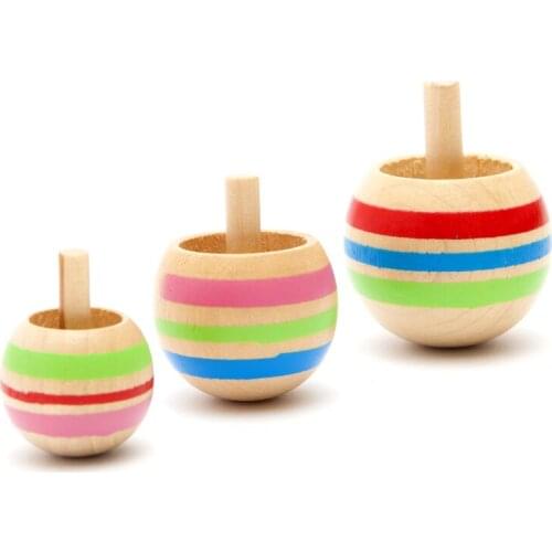 Standing upside down wooden spinning peg top baby toys ( 3pcs in a set)