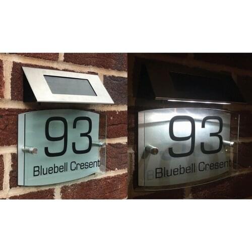 House Sign Plaques Door Number Sign Personalised Street Name Acrylic Glass Effect