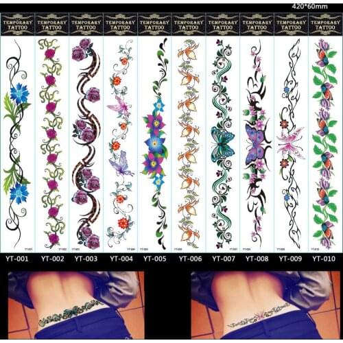 Waist Ring Tattoo Stickers Long Butterfly Flower Temporary Waterproof Stickers Transfer Tattoo Art Waist Creative Tattoo Sticker