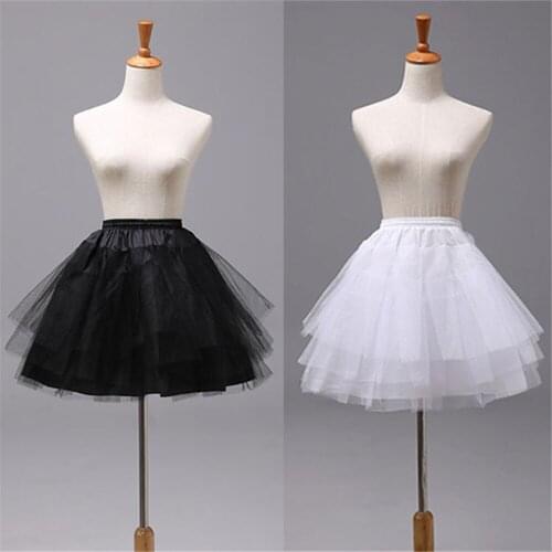 YUNUO White/Black Short Petticoats Women A Line 3 Layers Lolita Underskirt For Wedding Dress Accessories jupon enaguas de mujer