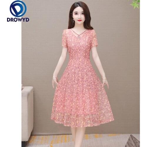 Summer Beach Pink Print Chiffon Dress for Women 2021 Fashion Short Sleeve V-neck Bodycon Dress Elegant Boho Party Dress Vestidos