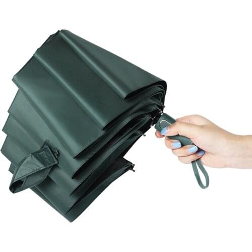 High Quality Automatic Umbrella Rain Women Three-folding Umbrella Windproof Pure Color Umbrella Female Waterproof parasol