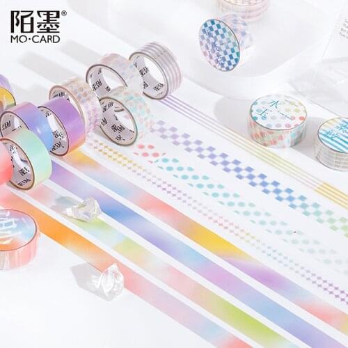 1.5CM*3M Rainbow Gradient Grids Solid PET Decorative Tape Sticker Diary Notebook Decoration