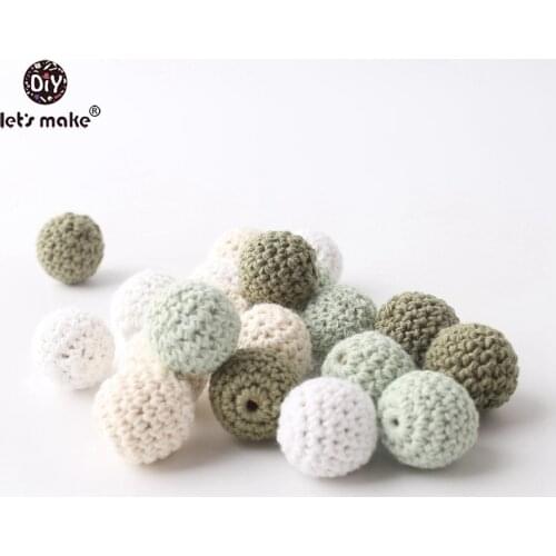 Lets make Natural Wooden Crochet Beads 10pcs 20mm BPA Free Teething Nursing Necklace DIY Accessories Baby Wooden Teethers