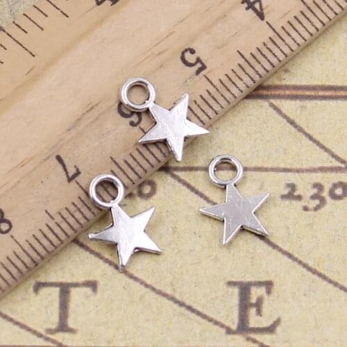 50pcs Charms Star 11x8mm Antique Bronze Silver Color Pendants Making DIY Handmade Tibetan Finding Jewelry For Bracelet