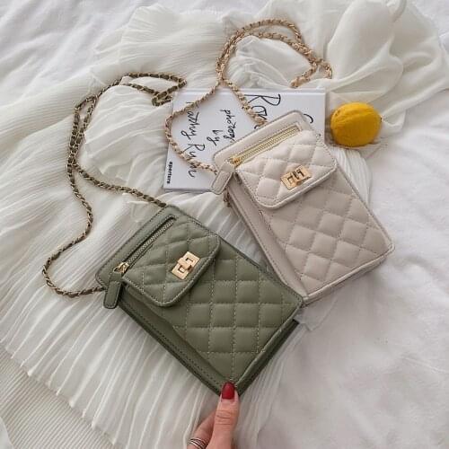 2021 Lattice Design Handbags For Women Casual Chain Small Bag Ladies Crossbody Shoulder Bags Girls Phone Saddle Bolsos Female