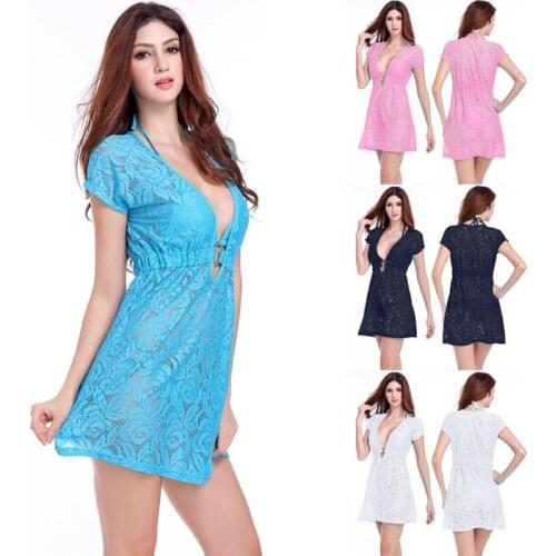 2021 Ladies Beach Skirt Lace Holiday Dress Hollow Bikini Outer Blouse Swimsuit Jacket