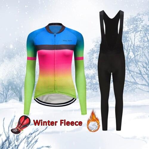 2021 Women Winter Cycling Clothing Thermal Fleece Bike Jersey Set BIB Trousers Female Bicycle Clothes MTB Suit Skinsuit Uniform