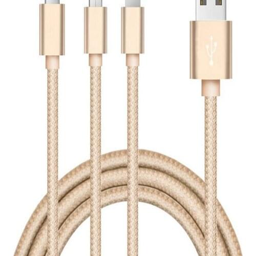 100pcs/lot 1.2M 3 In1 Fast Charging USB Cable for iPhone X XS MAX XR 8 7 6 Micro USB Type C Charger Cable for Samsung S9 S8