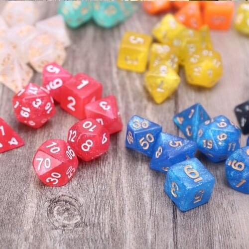 7pcs D20 Acrylic Polyhedral Dice Glitter Double Colors 20 Sided Dices Table Board Playing Game
