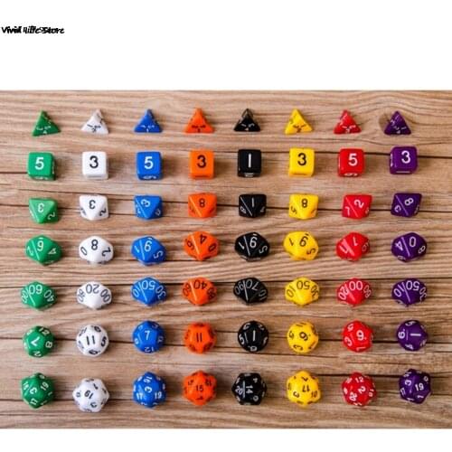 New D10 Multi-Sided Gem Dice Die For RPG Dungeons & Dragons DND D&D Games Set 7Pcs