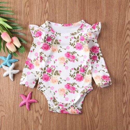 Newborn Baby Girls Floral Bodysuit Jumpsuits Long Fly Sleeve Casual Princes Girls Summer Autumn Baby Clothes