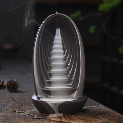 Purple Clay Home Decorations Waterfall Backflow Incense Burner Indoor Aromatherapy For Zen Meditation Relaxation Ornaments +Gift