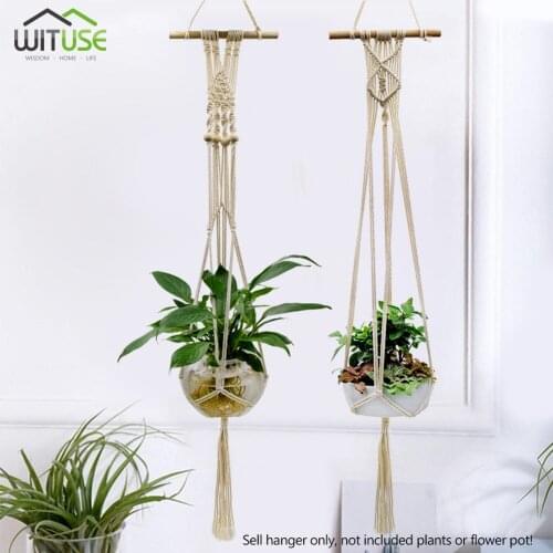 WITUSE Macrame Plant Hanger Hook Pot Holder Handmade 100% Cotton Cord Plant Hanger Hanging Basket Holder Simple/tassel