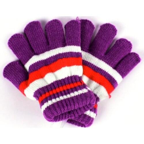 Baby Gloves Striped Cotton Winter Warm Mitten Knitted Full Finger Children Gloves Colorful Kids Boys Girls Mittens Gloves