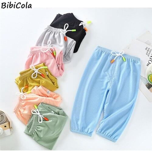 Kids Pants Boy Girl Summer Solid Color cotton Trousers Children Ankle-length Pants for Baby Boys Pants Casual Harem Pants