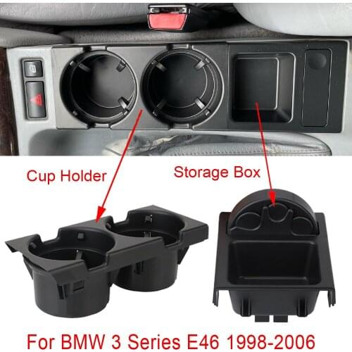 Double hole car front center console cup rack / change box for BMW E46:black and Carbon Fiber