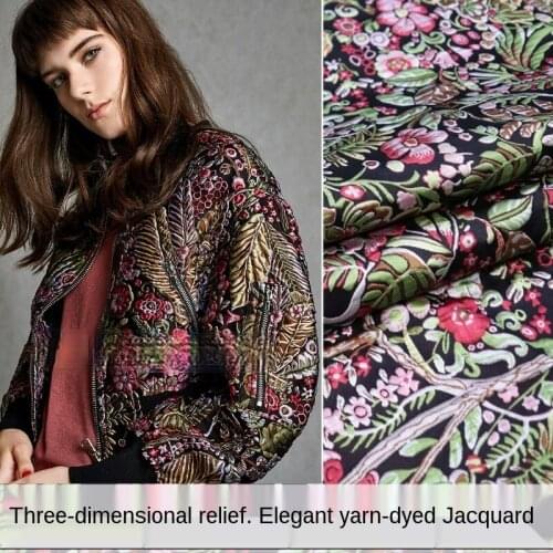 Elegant flower three-dimensional embossed yarn-dyed jacquard fashion fabric, sewing fabric factory shop is not out of stock
