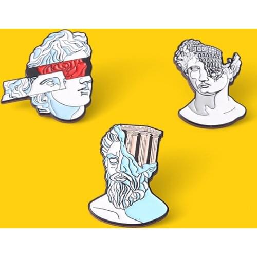 Art Head Sculpture Enamel Pin Cool Personality Fashion Brooches Accessories on Hat Backpack Badge Gift for Women Men Custom