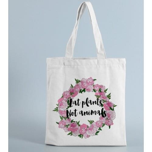 Ladies Canvas Tote Bag Large Capacity Shoulder Bags Letter Flower Handbag Reusable Eco Beach Women Shopping bag for Groceries