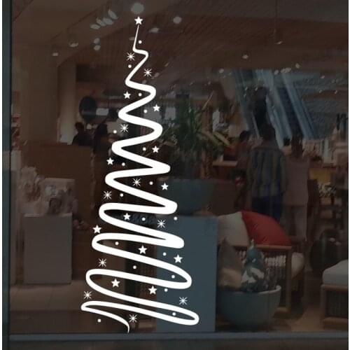 JJRUI Christmas Ribbon Tree Sticker Set / Modern Snow Flakes Stars - vinyl wall sticker shop window snow flakes decal art