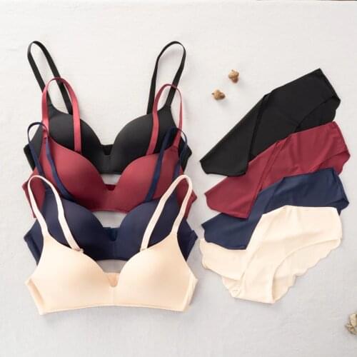 Seamless Bra Set for Women Underwear Push Up Wire Free Skin Friendly Breathable Adjusted-straps Intimates Female Lingerie Set