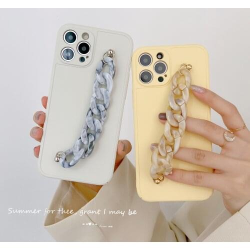 Korean style Marble Stone Chain Case for iphone 12 Pro Max XR 11ProMax X XS 7 8 plus Bracelet Hanging Strap Silicon Capa Cover