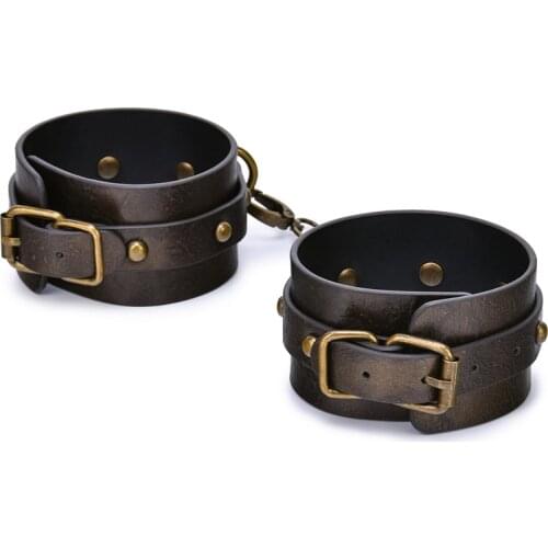 Brown Vintage Genuine Leather Ankle Cuffs Sex Bdsm Bondage Restraints Sex Accessories Sex Toys For Woman Couples Erotic Games