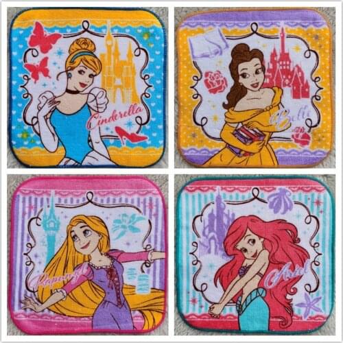 10PCS Disney Princess Party Favor Mermaid Party Supply Cotton Square Kids Happy Birthday Party Gift Girl Souvenir Cute Giveaway