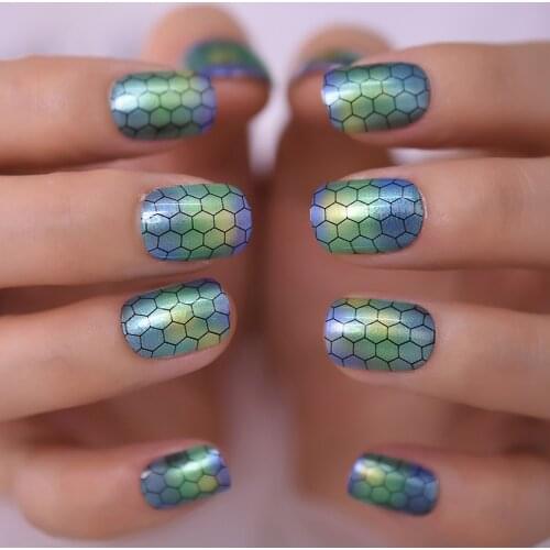 Cute Fake Nails Short Round Ombre False Nail Tips Full Cover Acrylic Nails Press On Finger Decorations Art With Design