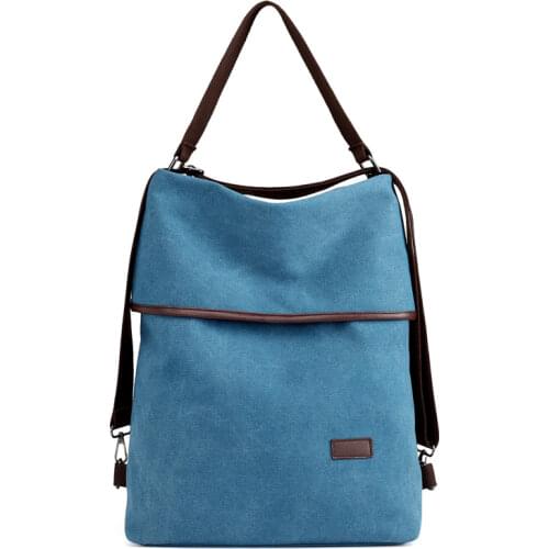 2020 New Multifunction Big Womens Retro High Quality Canvas School Rucksack Female Shoulder Bags Solid Color