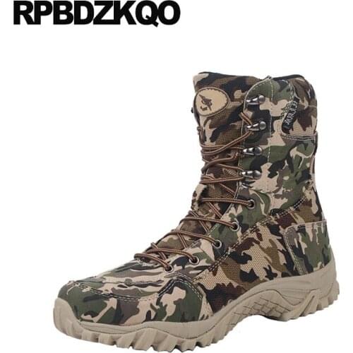 Combat lace up 2018 military chunky canvas men runway sheepskin shoes real fur boots army desert camouflage tactical high top