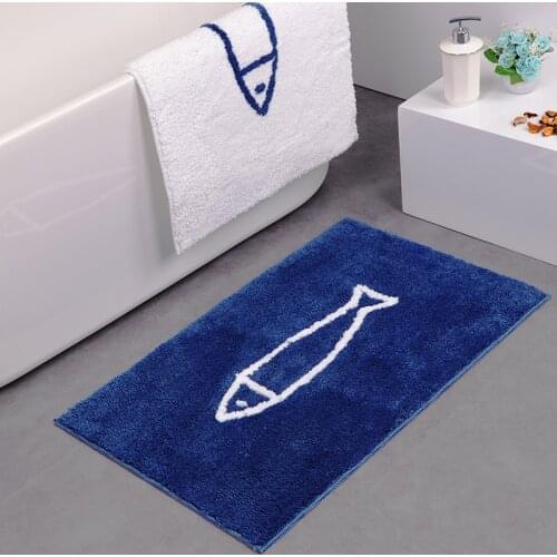 Cartoon fish Bathroom Carpet Non-slip waterproof Bath Mat Water Absorption Rug Shaggy Bathroom kitchen Floor flocking floor mat