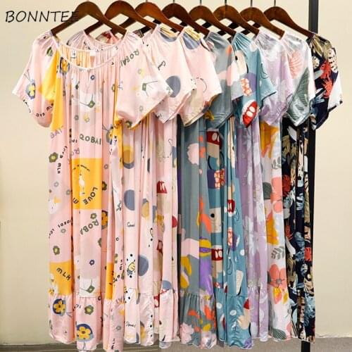 Nightgowns Women Summer Thin New Pregnant Loose Sleepwear Vestidos All-match Fashion Casual Breathable Elegant Tender Clothing
