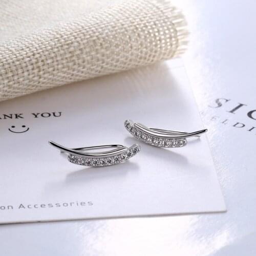 A Girl' New 2021 Thin Curved Bar Geometric Earrings for Women Minimalist Zircon Stud Earrings Jewelry Girl Gift