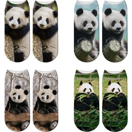 New 3D Printed Panda Animal Socks Women Child Giant Panda Funny Cute Cotton Short Ankle Socks Harajuku Cute Socks