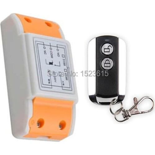 New AC 220 V 1CH Wireless Remote Control Switch System Receiver & 2 Keys metal waterproof Remote