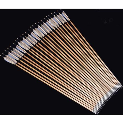 6/12/24PCS Hunting Archery 30-inch high-quality handmade wooden Arrows For 25-70 pounds Compound/recurve bow longbow