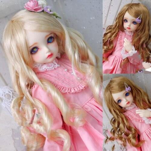 BJD Doll Wig suitable for 1/3 1/4 1/6 size light blonde partial parting lady long curly hair doll accessories