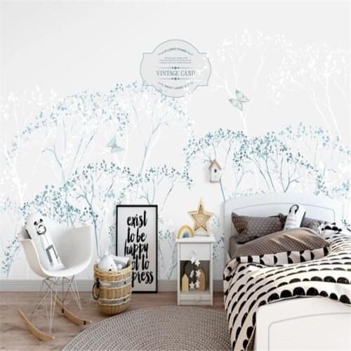 Custom Mural Wallpaper Minimalism Hand-Painted Small Fresh Elephant Giraffe Background Wall Painting