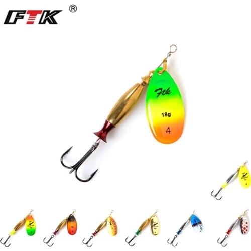 FTK Spinner Lure Bait Long Cast 18g 24g Spoon Lures pike Metal Fishing Lure Bass Hard Bait With Treble Hooks